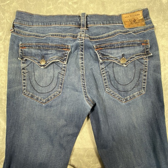 VTG True Religion Y2K Embroidered Men's Jeans 38x32 Flap Pocket Straight Cowboy - Picture 9 of 16